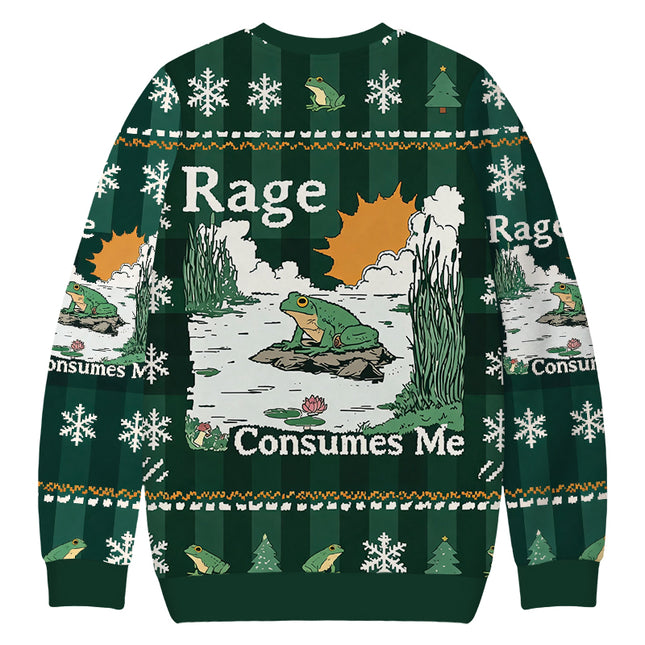 Uglysweatershops Rage Consumes Me Frog Christmas Ugly Sweatshirt
