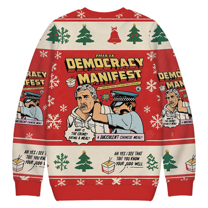 Uglysweatershops This is Democracy Christmas Ugly Sweatshirt
