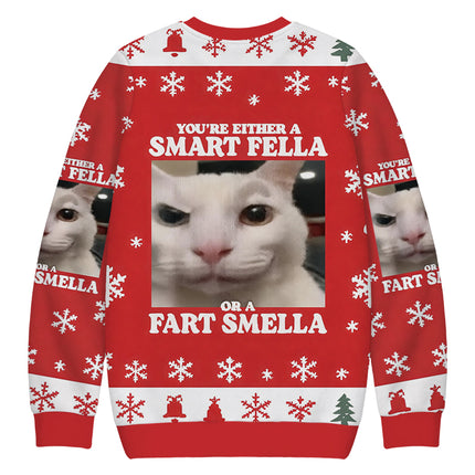 Uglysweatershops You're Either a Smart Fella Christmas Ugly Sweatshirt