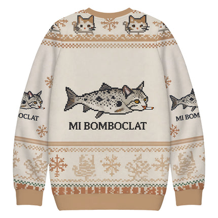 Uglysweatershops Bomboclat Fish Cat Meme Christmas Ugly Sweatshirt