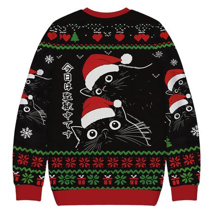Uglysweatershops The Cat Is Watching Today Christmas Ugly Sweatshirt