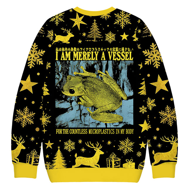 Uglysweatershops Funny Vintage Japanese Frog Christmas Ugly Sweatshirt