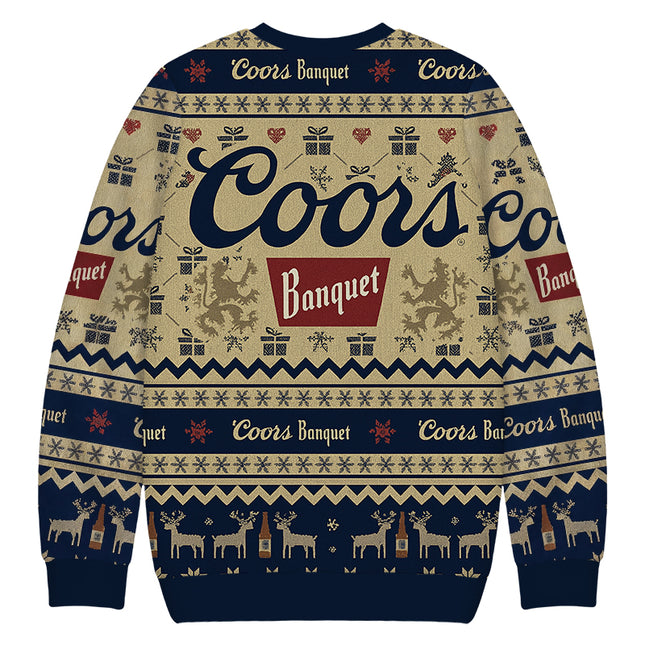 Uglysweatershops Beer Snowing Christmas Ugly Sweatshirt