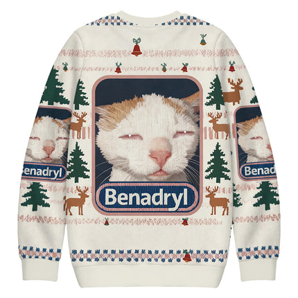 Uglysweatershops Drowsy Cat Meme Funny Christmas Ugly Sweatshirt