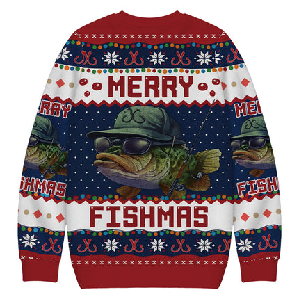 Uglysweatershops Merry Fishmas Christmas Ugly Sweatshirt