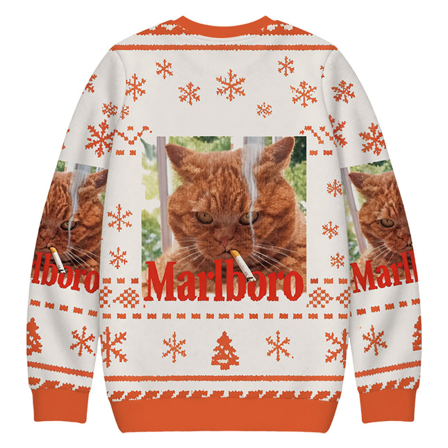 Uglysweatershops Smkong Orange Cat Christmas Ugly Sweatshirt
