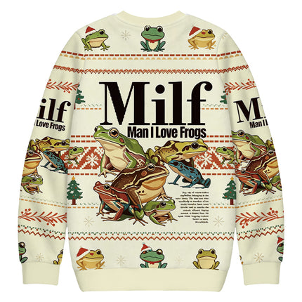 Uglysweatershops Man I Love Frogs Meme Christmas Ugly Sweatshirt