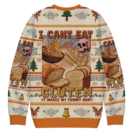 Uglysweatershops I Can't Eat Gluten Funny Meme Christmas Ugly Sweatshirt