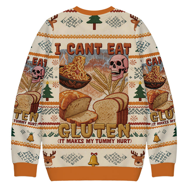 Uglysweatershops I Can't Eat Gluten Funny Meme Christmas Ugly Sweatshirt