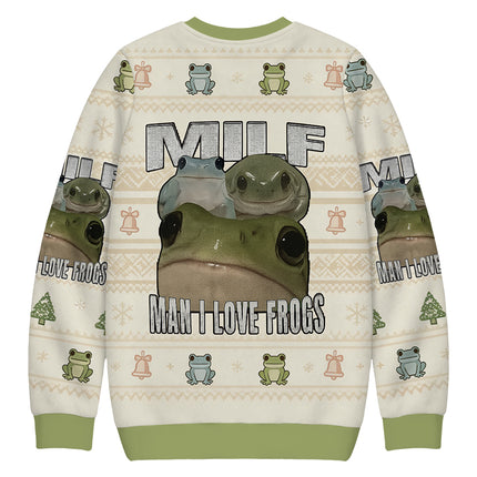 Uglysweatershops Man I Love Frogs Christmas Ugly Sweatshirt